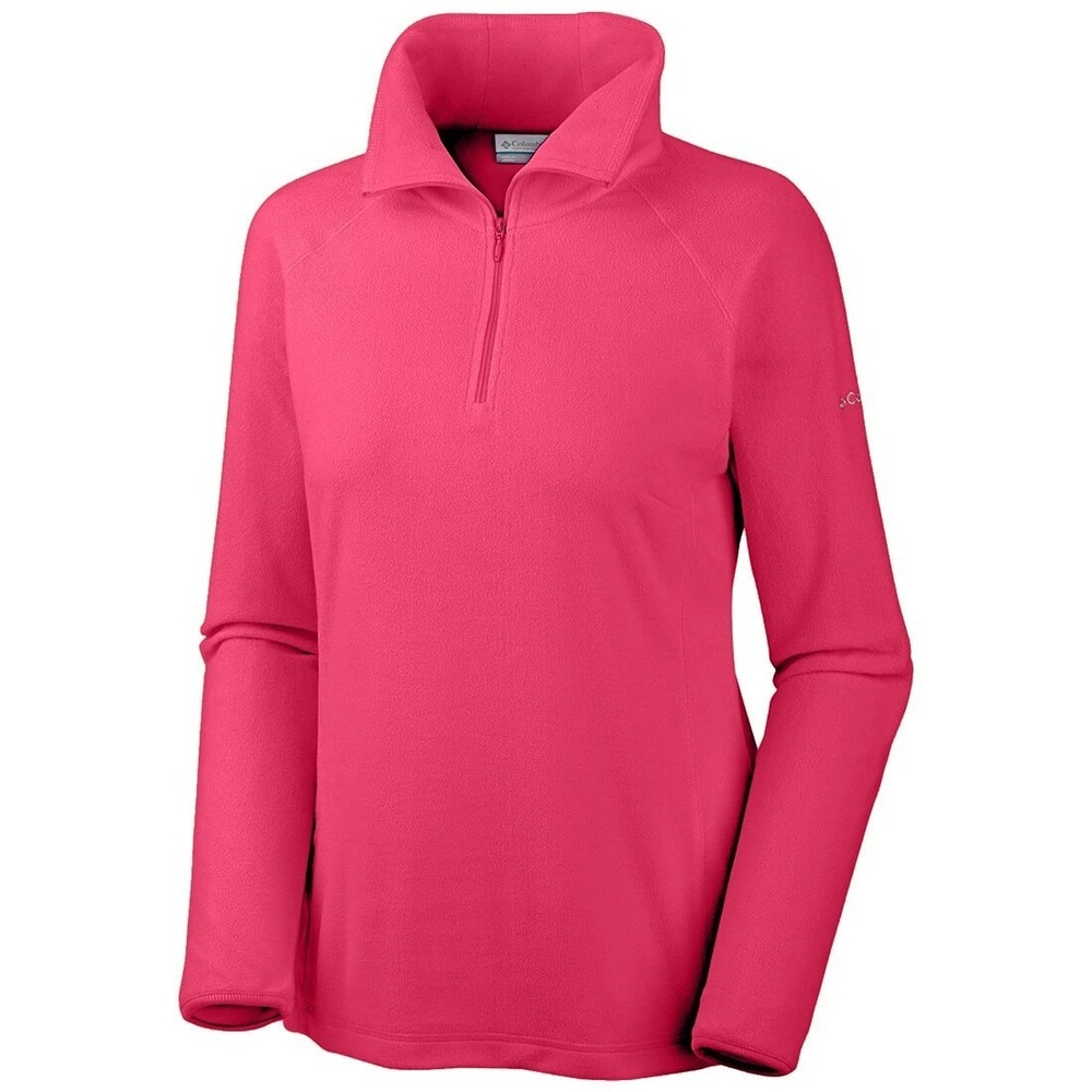 Columbia Womens L Lightweight Fleece Pink 1/4 Zip Pullover Mock Neck
